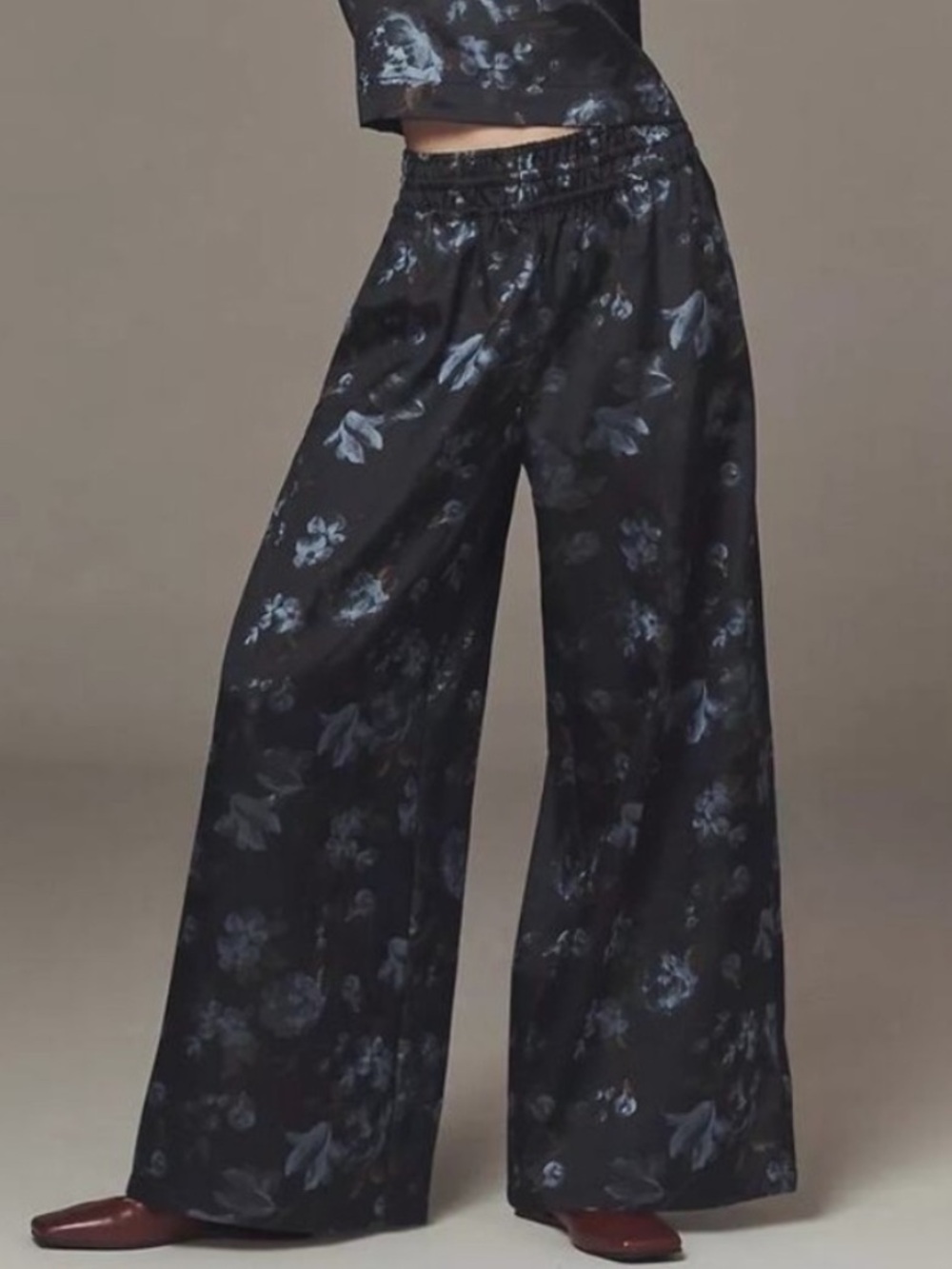 Anthropologie The Somerset Jacquard Full-Length Pull-On Pants, Blue Multi L NWT